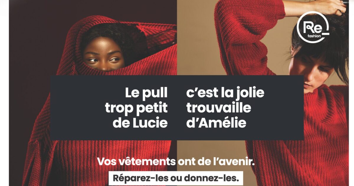 Visuels : le pull trop petit de Lucie, c'est la jolie trouvaille d'Amélie - Vos vêtements ont de l'avenir. Réparez-les ou donnez-les.