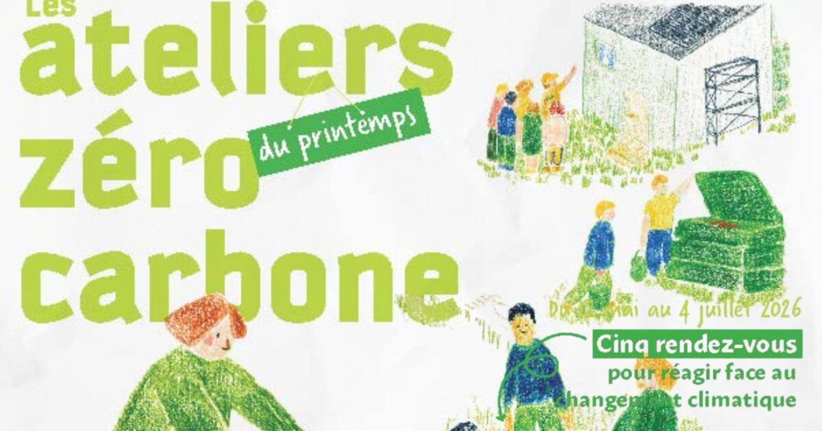 les ateliers zéro carbone dessin d'un homme a velo d'une maison et d'un composteur